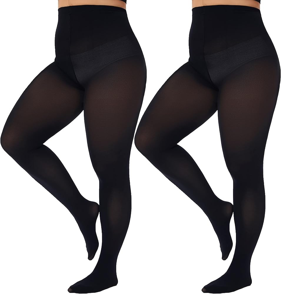 CozyWow Plus Size Tights for Women 80D Soft Solid Color Semi Opaque Pantyhose High Waist 1X 2X 3X... | Amazon (US)