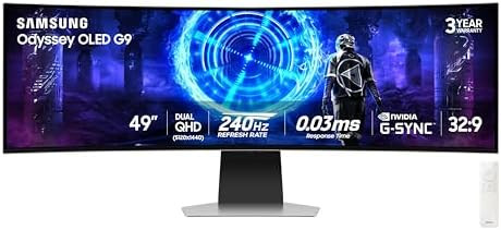 Samsung 49-Inch Odyssey G9 (G95SD) Series QD-OLED G-Sync Compatible Curved Gaming Monitor, 240Hz,... | Amazon (US)