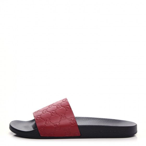 GUCCI Guccissima Signature Slide Sandals 41 Hibiscus Red | Fashionphile