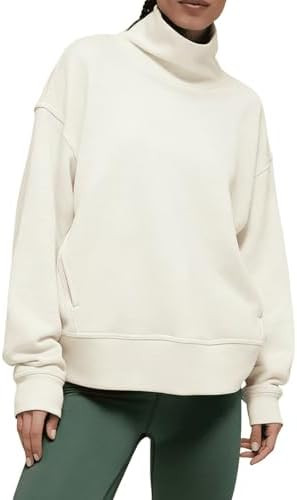Women's Oversized Mock Neck Sweatshirt Turtleneck Pullover Athletic Long Sleeve Sweatshirt with P... | Amazon (US)