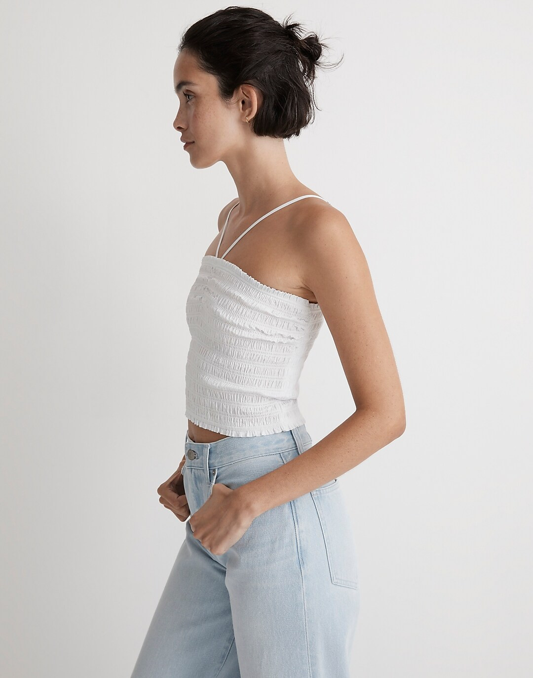 Poplin Smocked Halter Crop Top | Madewell