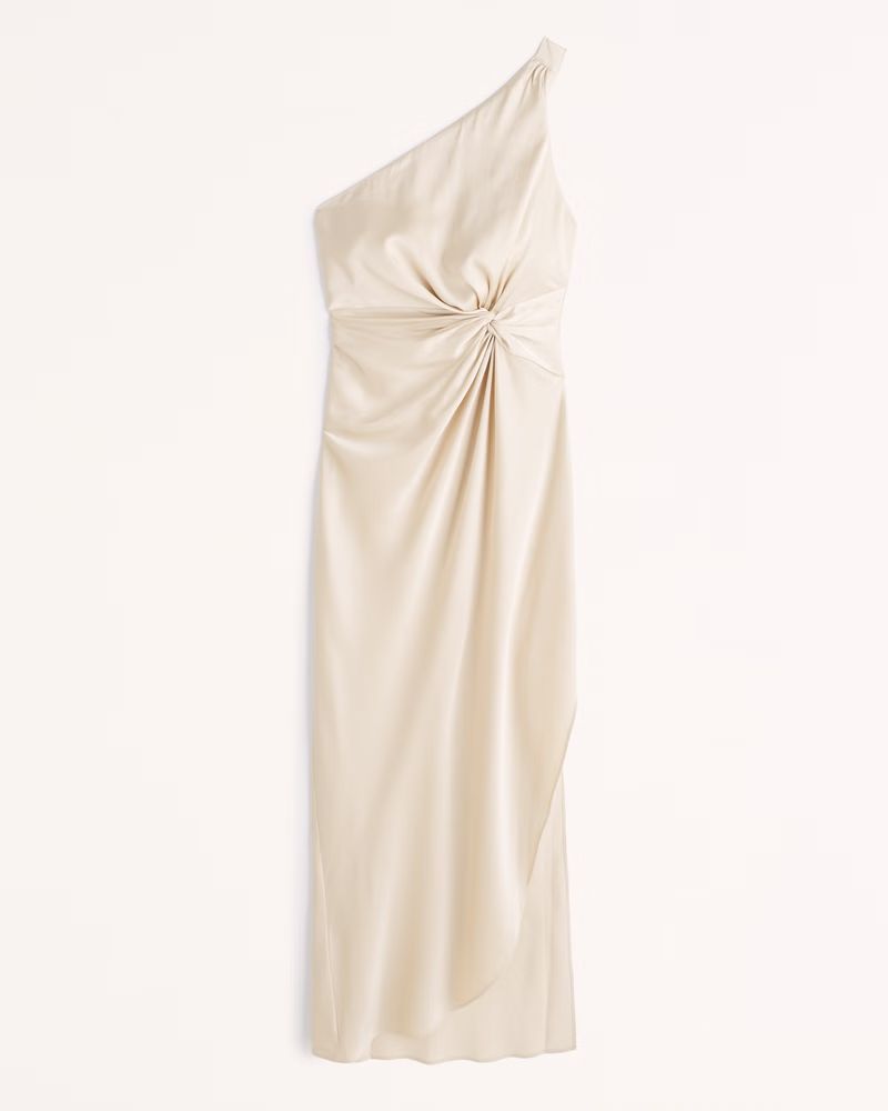 Women's Draped One-Shoulder Midi Dress | Women's Dresses & Jumpsuits | Abercrombie.com | Abercrombie & Fitch (US)