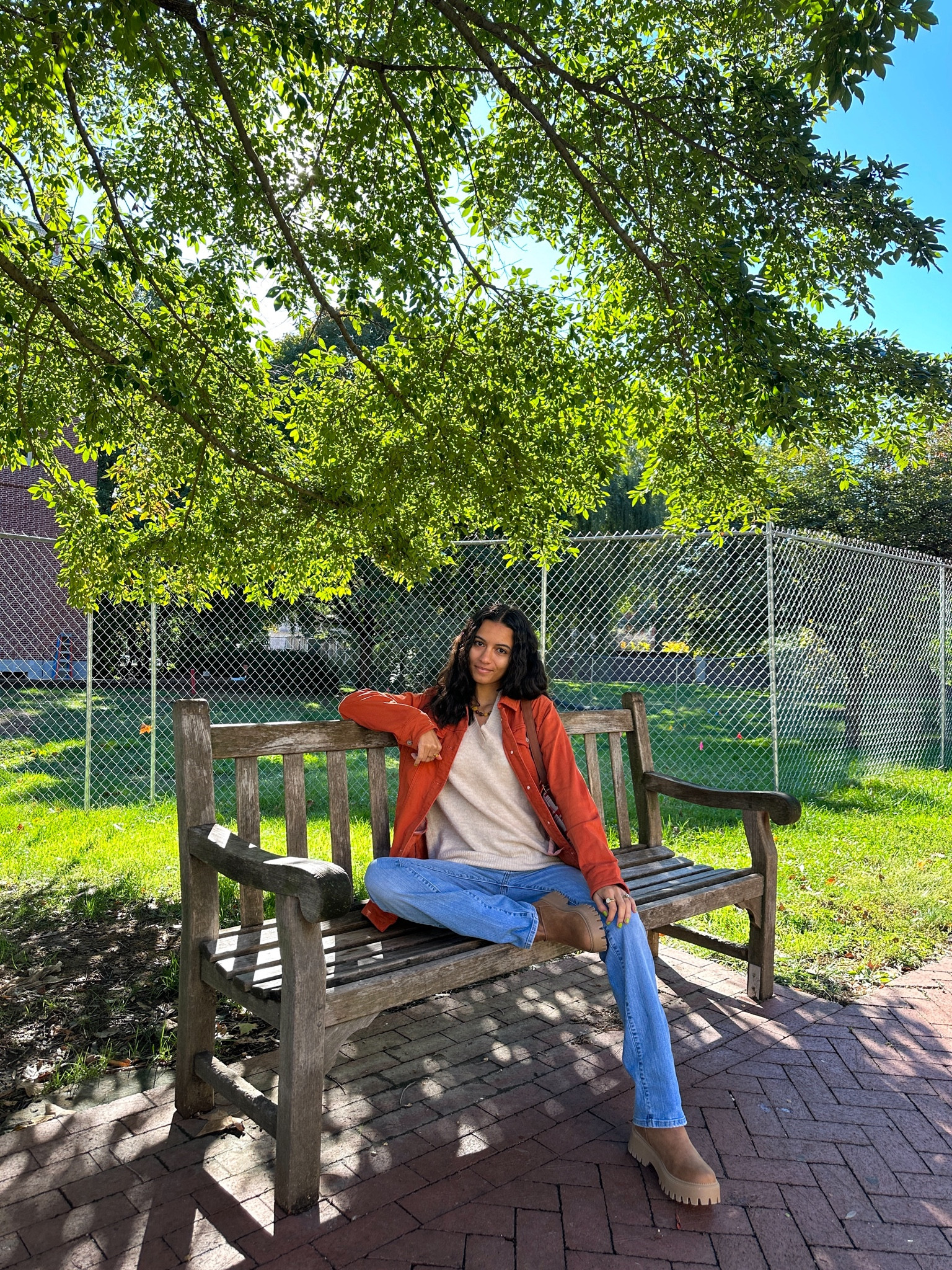 Orange jacket, medium length jacket, v neck sweater, tan sweater, denim jeans, relaxed denim jeans, boots, brown boots, ankle boots, shoulder bag, striped shoulder bag, brown bag, beaded necklace, colorful necklace, fall outfit inspo, casual outfit, fall trendy fashion, neutral fall outfit  

#LTKstyletip #LTKfindsunder100 #LTKSeasonal