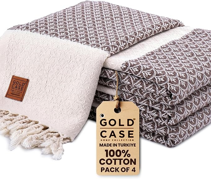 Gold CASE Turkish Beach Towel Set of 4 – 100% Cotton Large Turkish Bath Towels 67 x 38'' – He... | Amazon (US)