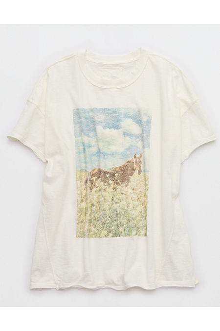 Aerie Oversized Crew Boyfriend T-Shirt Women's Soft Muslin XXS | Aerie