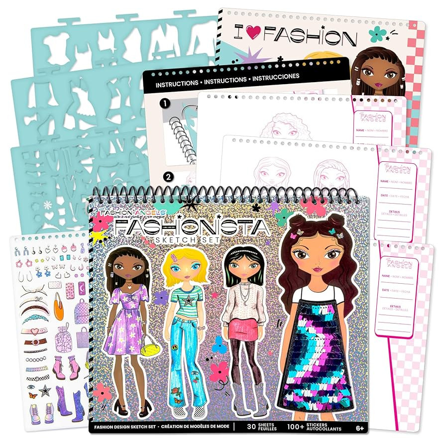 Fashion Angels Fashion Design Sketch Portfolio - Sketch Book for Beginners, Sketch Pad with Stenc... | Amazon (US)