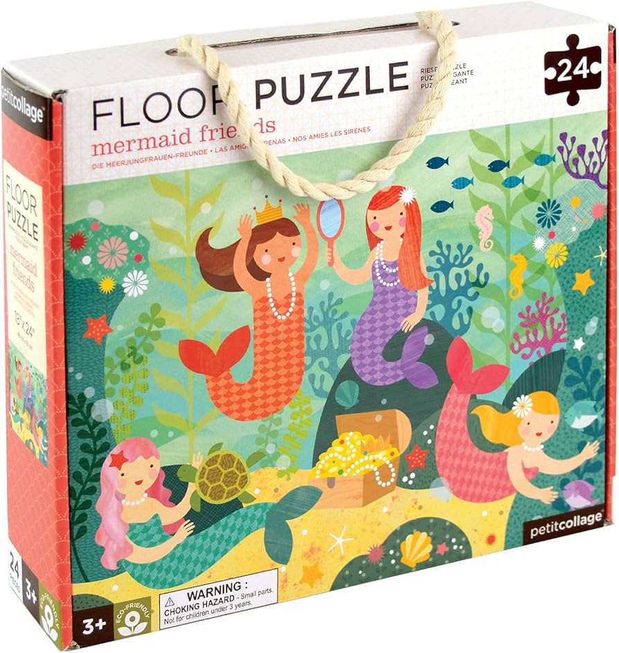 Petit Collage Floor Puzzle, Mermaid Friends, 24-Pieces – Large Puzzle for Kids, Completed Merma... | Amazon (US)