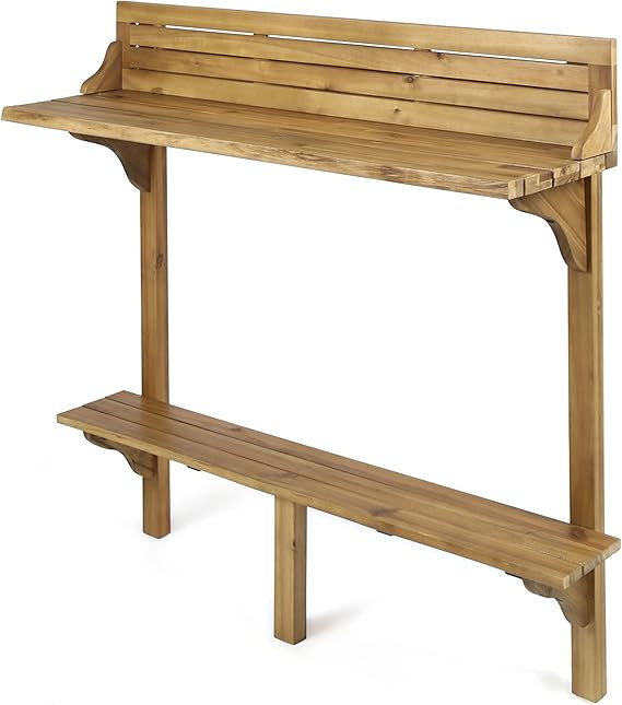 Christopher Knight Home Caribbean Outdoor Acacia Wood Balcony Bar Table, Natural Stained | Amazon (US)
