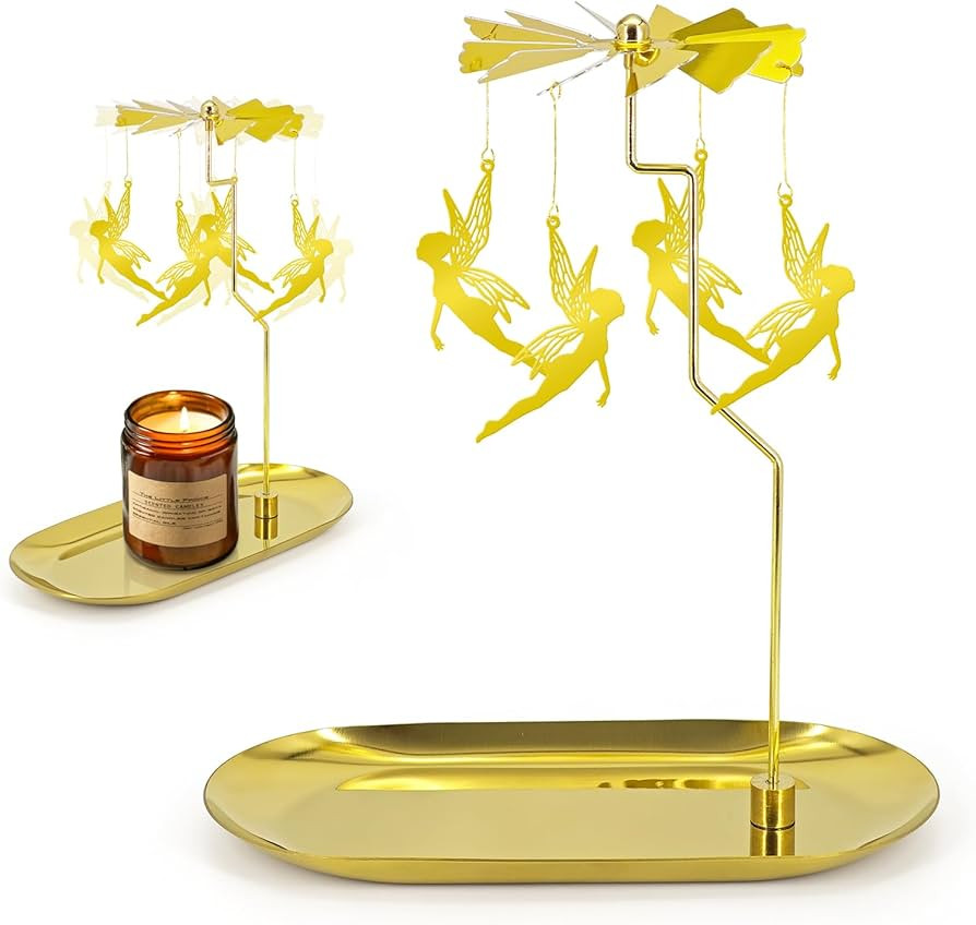 Carousel Candle Holder - Spinning Rotary Holder with Tray for Jar Candles Scented and Tea Lights,... | Amazon (US)