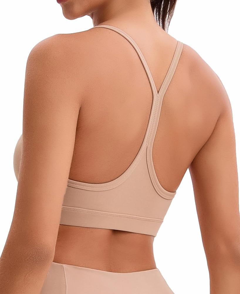 Oalka Womens Y Back Sports Bra Light Support Yoga Straps Bras | Amazon (US)