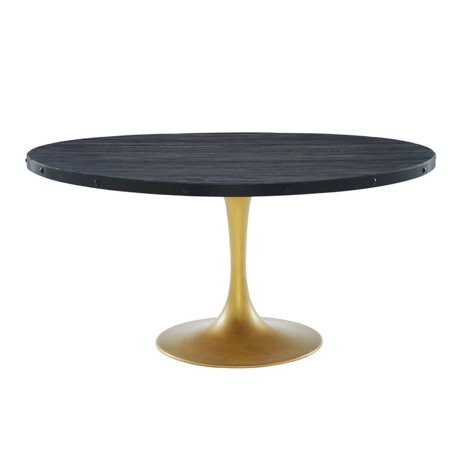 60" Round Wood Top Dining Table, Black Gold | Walmart (US)