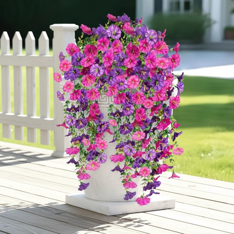 Lumikrypt 4 Pcs Artificial Hanging Morning Glory Flowers, UV Resistant & Fade Resistant Fake Flow... | Walmart (US)
