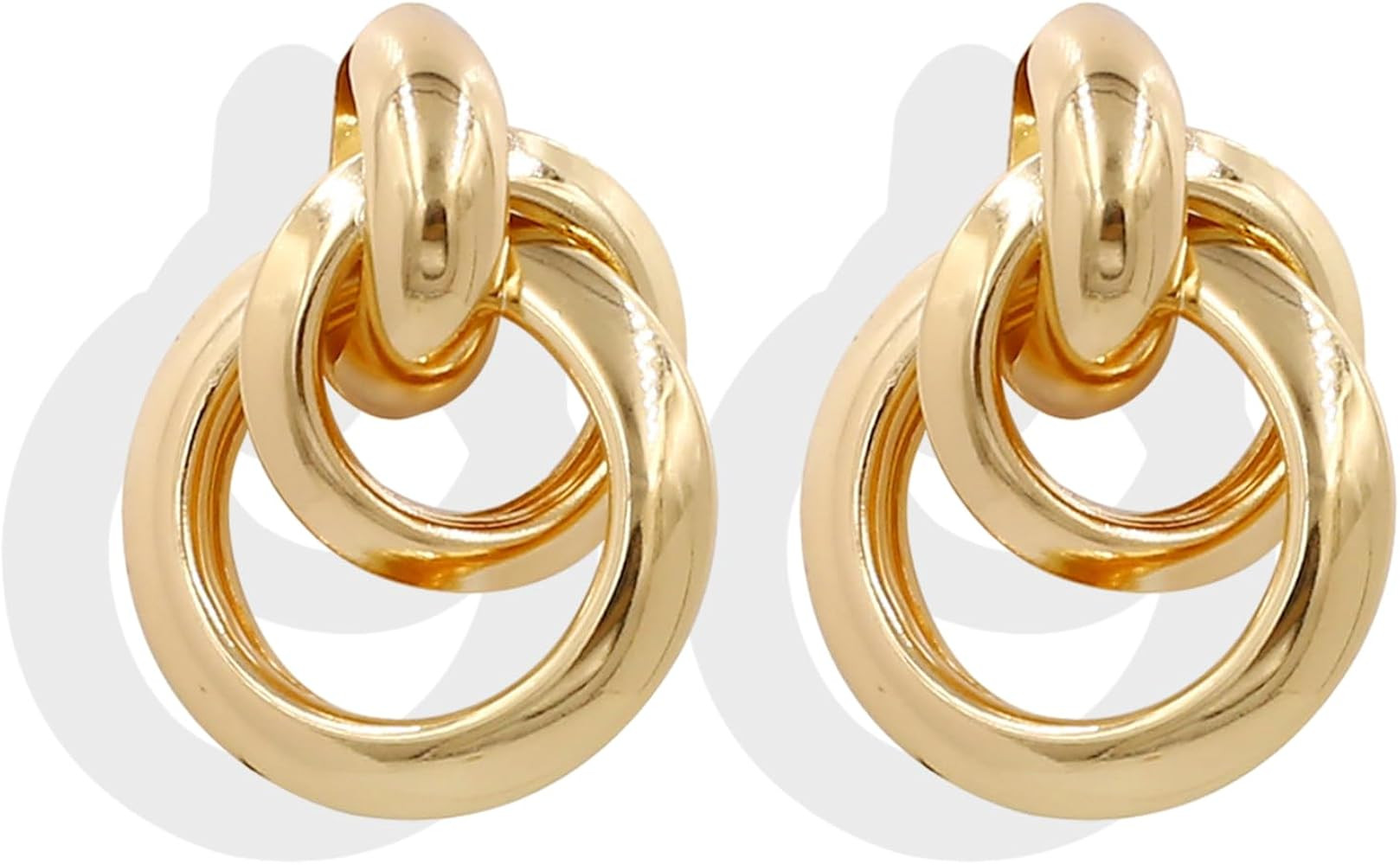 Gold Statement Earrings Geometric Chunky Earrings Gold Knot Earrings Large Geometric Stud Earring... | Amazon (US)