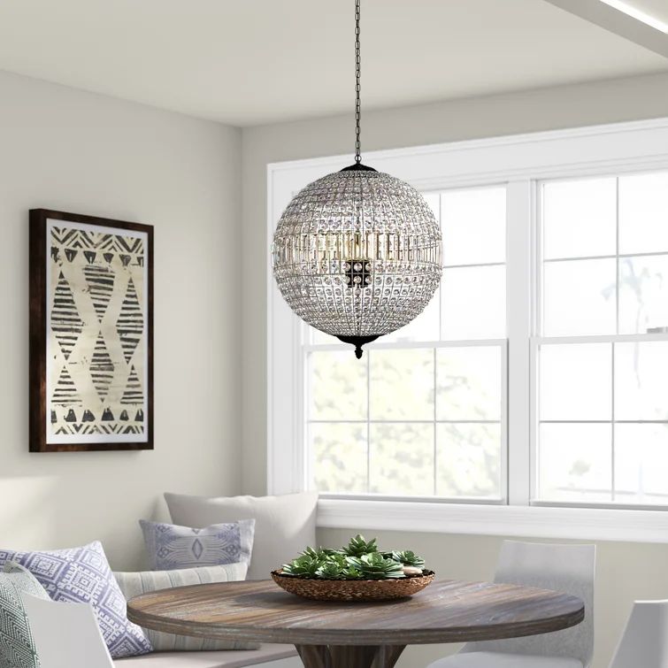 Nazareth 3 - Light Crystal Globe Chandelier with Crystal Accents | Wayfair North America