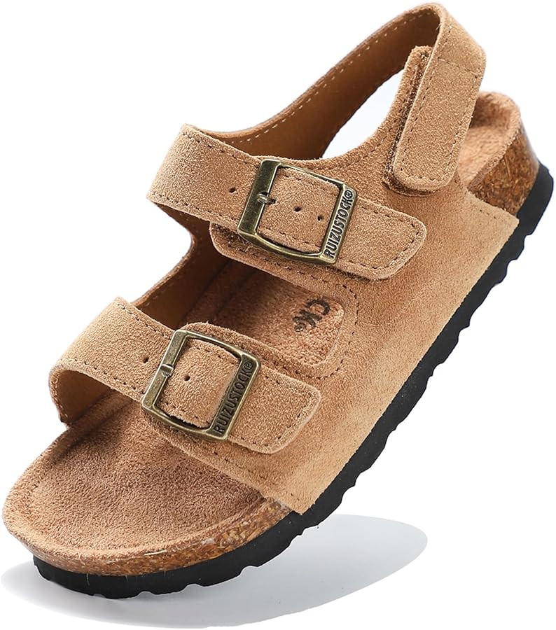 Toddler Sandals Boys Girls Cork Footbed Sandals Kids Adjustable Back Strap Slippers Double Buckle... | Amazon (US)