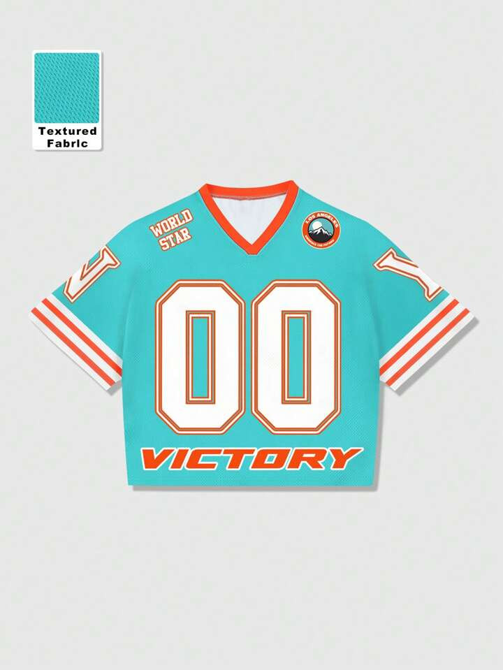 ROMWE Prep Men's Jersey Simple Casual Short Sleeve Football Jersey Style T-Shirt, Stylish For Dai... | SHEIN