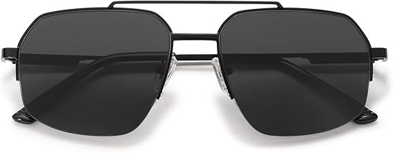 SOJOS Trendy Aviator Sunglasses Mens Womens Retro Double Bridge Metal Frame Semi-Rimless Shades S... | Amazon (US)