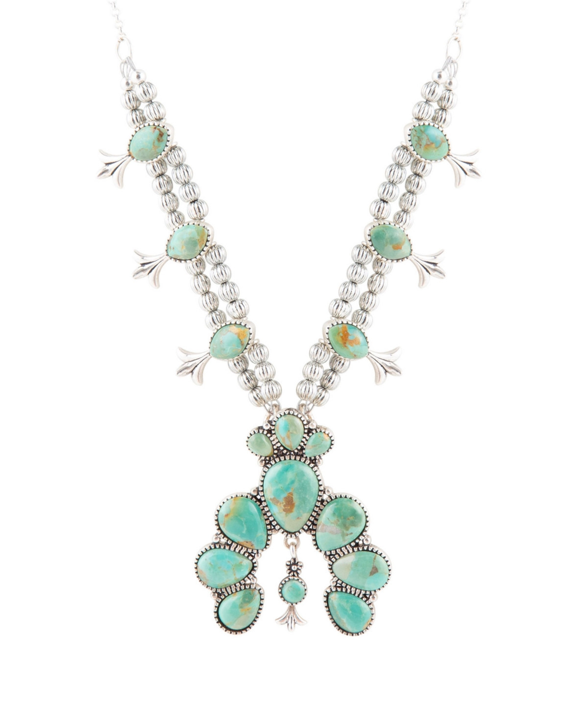 Barse Squash Blossom Statement Blue Turquoise and Sterling Silver Necklace - Genuine Turquoise | Macy's