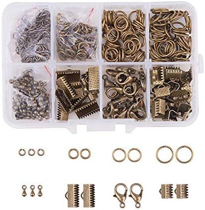 PandaHall Elite About 610 Pcs Jewelry Finding Kits 8 Styles with Ribbon Clamp End, Jump Ring, Lob... | Amazon (US)