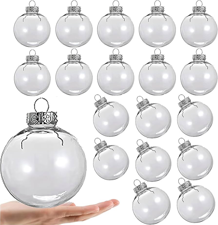 18 pcs DIY Hanging Clear Plastic Fillable Ornaments Balls, 2.36" Inch Transparent Christmas Balls... | Amazon (US)