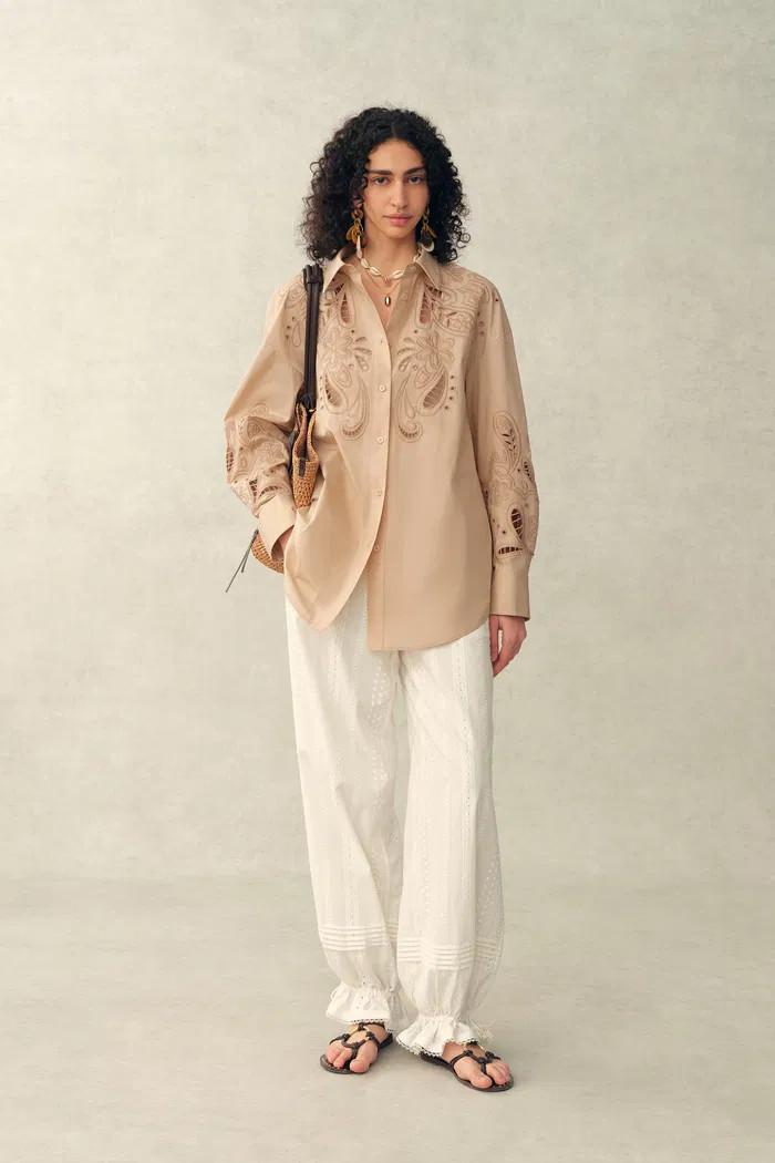 \u00c9lo\u00efse Hemd mit Paisley-\u00d6sen aus Pima-Baumwoll-Popeline | Fabrique