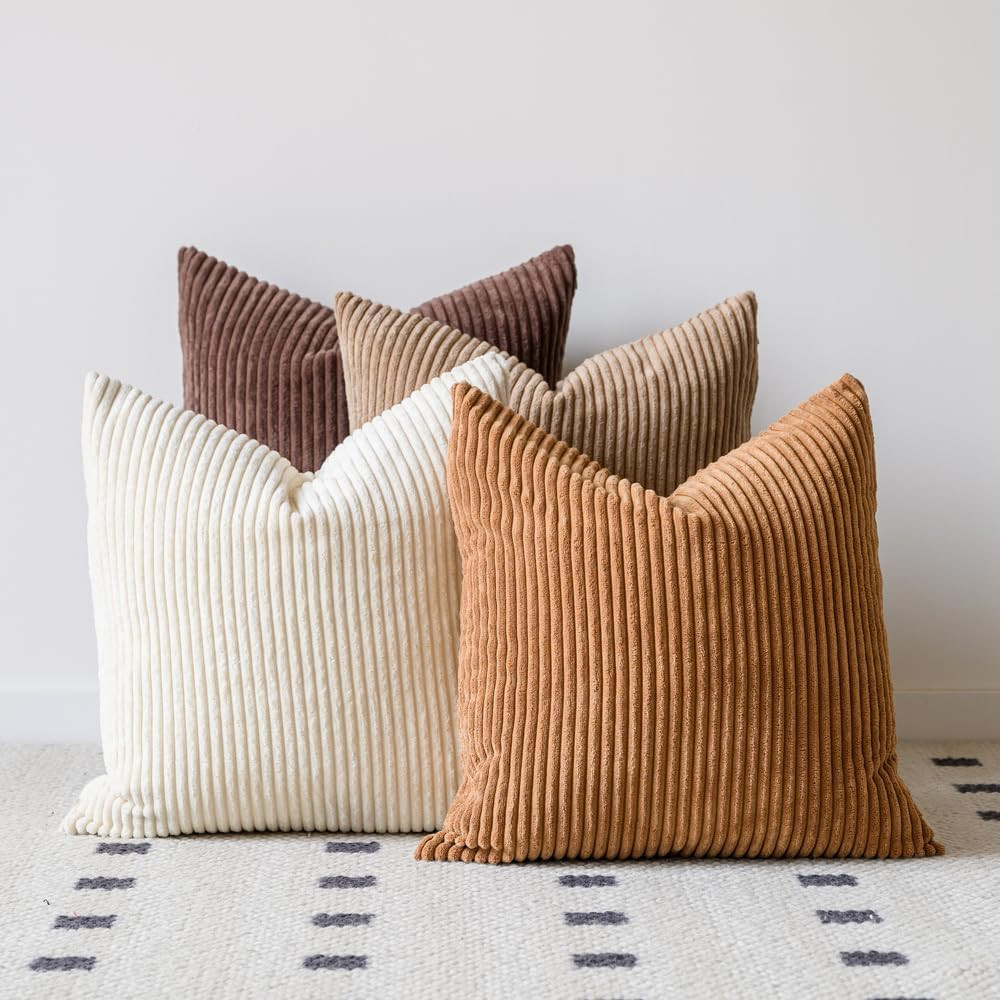 LANANAS Neutral Couch Throw Pillow Covers 18x18 Inch Set of 4 Decorative Farmhouse Boho Throw Pil... | Amazon (US)