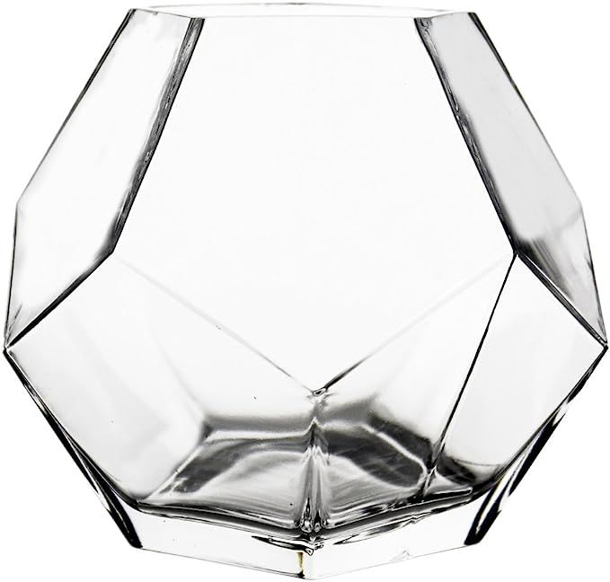 CYS EXCEL 7" Clear Glass Geometric Terrarium Bowl | Prism Honeycomb Plant Vase | Hexagon Design C... | Amazon (US)