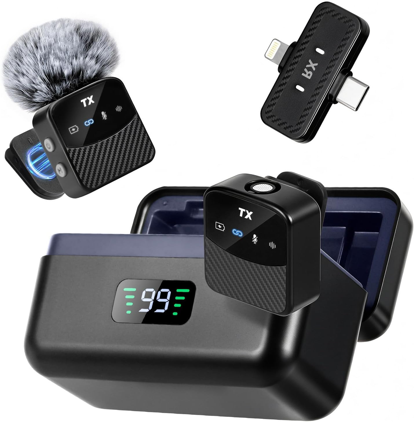 Wireless Lavalier Microphones for iPhone/Android, 25H Battery Life Mini Mic | Amazon (US)