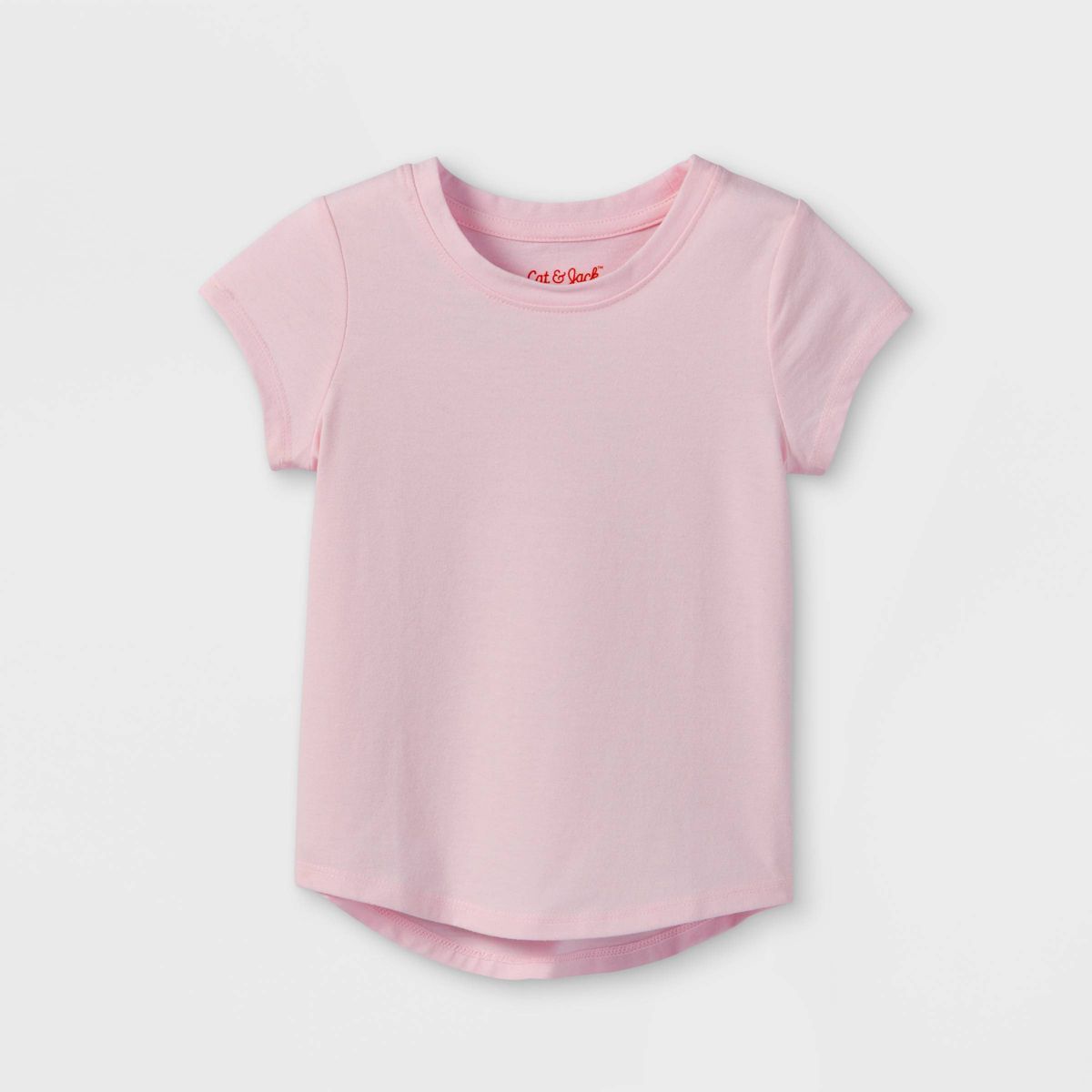 Toddler Girls' Solid Knit Short Sleeve T-Shirt - Cat & Jack™ Light Pink 4T: Crewneck, Comfy Cot... | Target