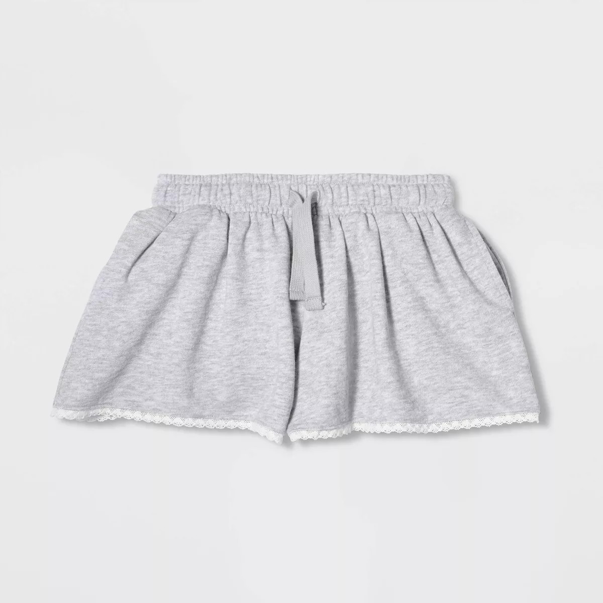 Girls' Lace Trim Knit Pull-On Shorts - Cat & Jack\u2122 Heathered Gray S | Target