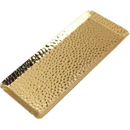 Antrader Hammered Rectangular Platter Serving Tray,Stainless Steel Decorative Storage Tray, Gold ... | Amazon (US)
