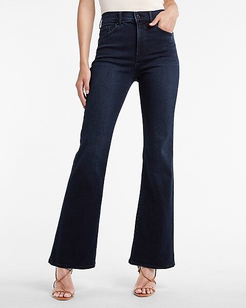 High Waisted Supersoft Dark Wash Flare Jeans | Express