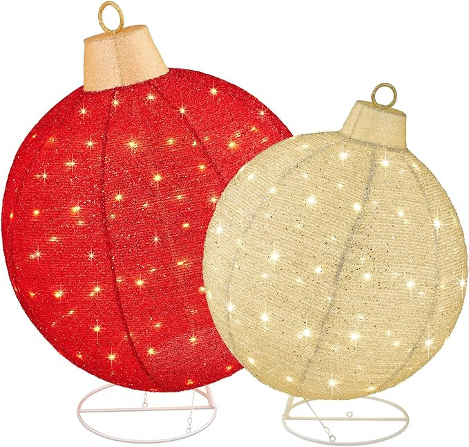Best Choice Products 2pc Lighted Pop-Up Outdoor Christmas Ornament Set, Holiday Ball Decoration w... | Amazon (US)