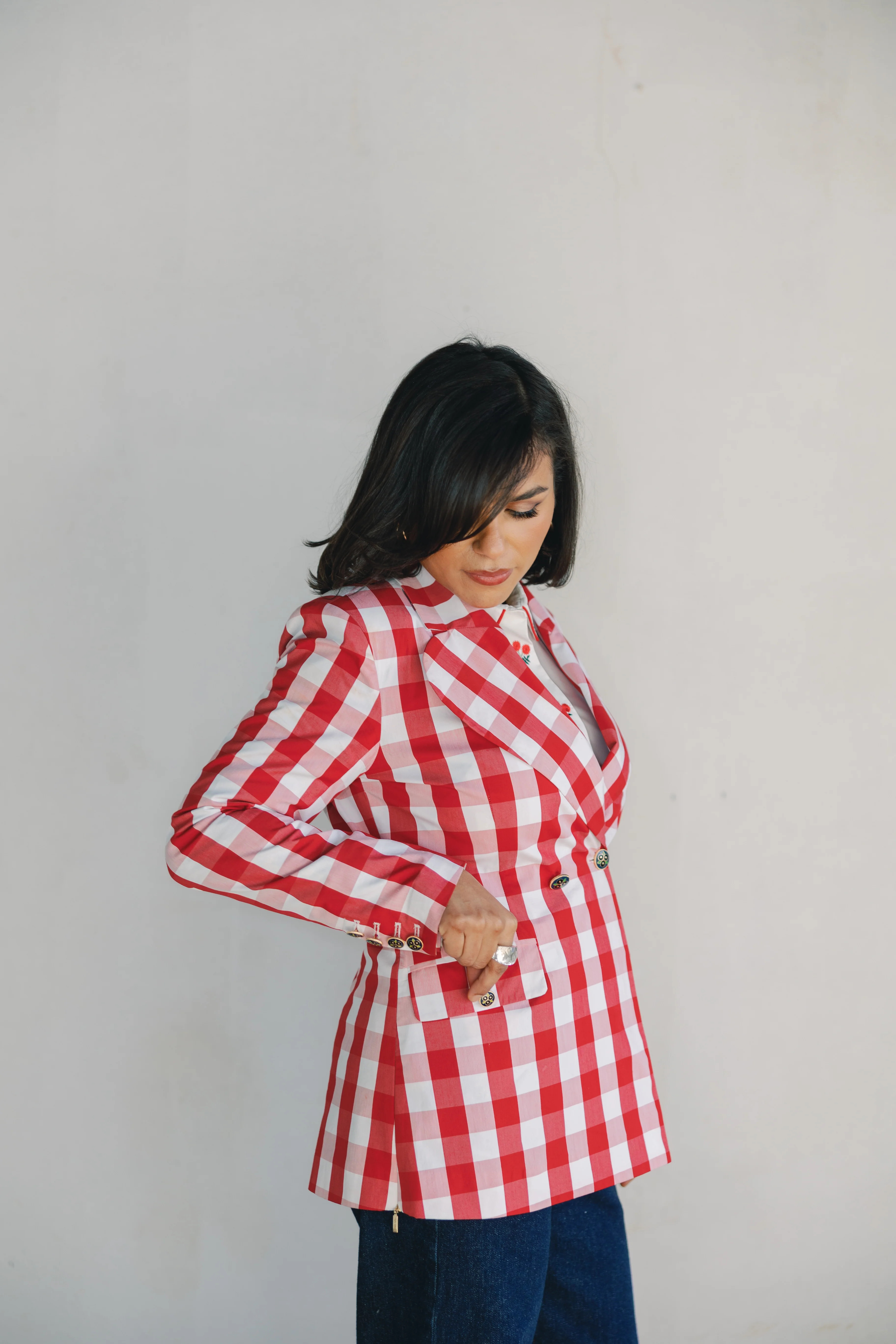 The Queen of Hearts | Red Plaid Blazer | PWR WMN LLC
