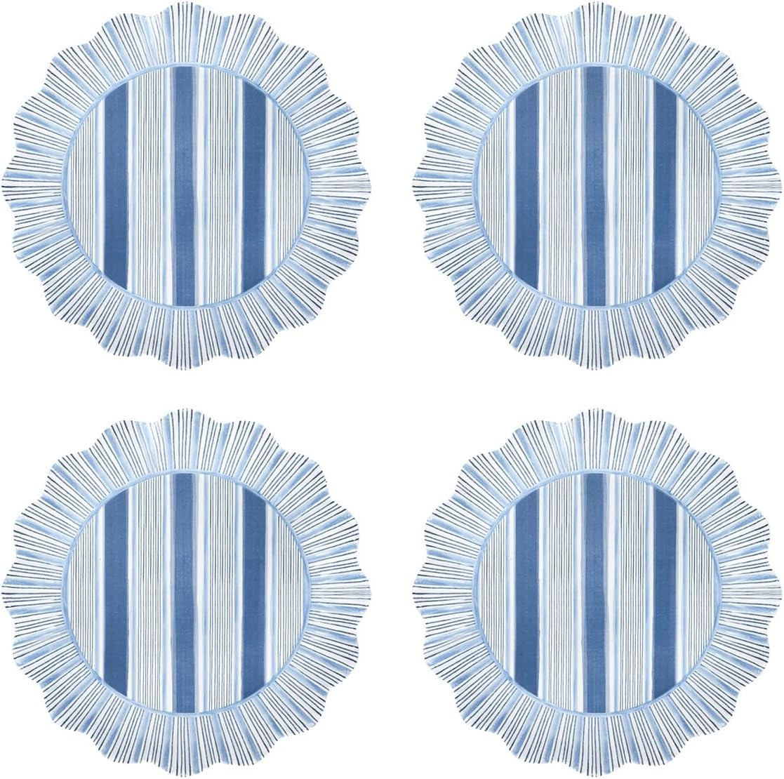 Juliska Cabana Stripe Melamine Dessert/Salad Plate Set/4 - Ocean | Amazon (US)