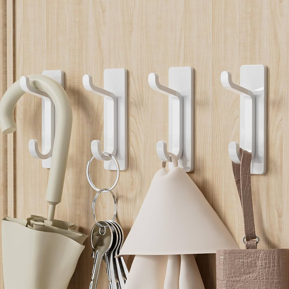 pickpiff Door Hook, Extra Sticky 10LB (Max), Stainless Holder for Hanging Towel, Coat, Cloth, Purse, Hat, Key, White Wall Mounted Self-Adhesive Hanger for Shower Kitchen Bathroom Heavy Duty | Amazon (US)