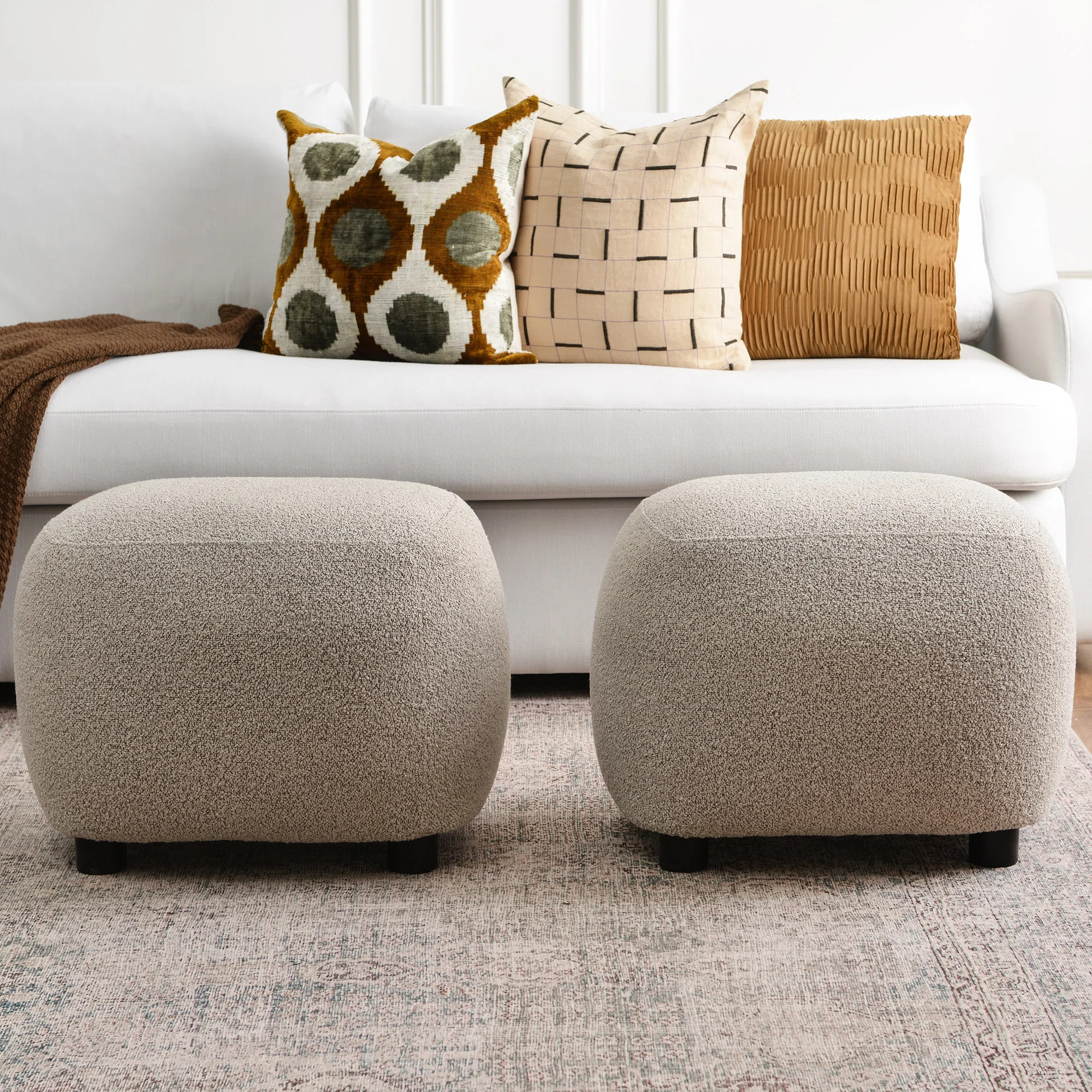 23" Wide Boucle Upholstered Ottoman Set Of 2 | Wayfair North America