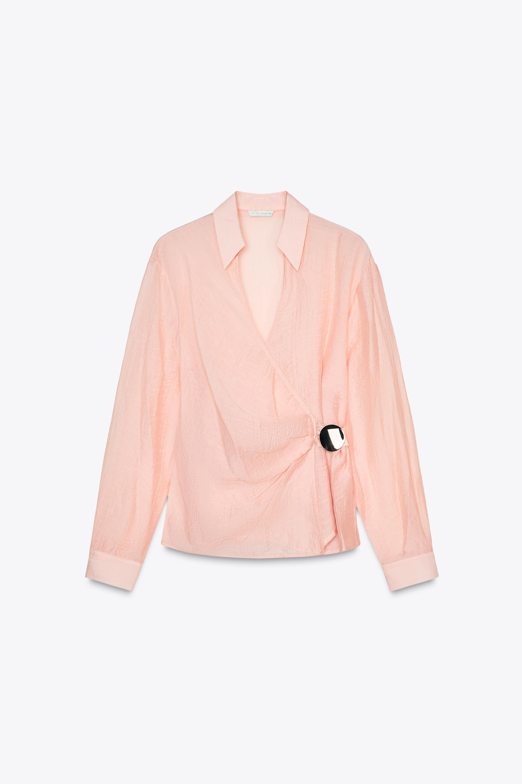 GOLD APPLIQUÉ WRAP SHIRT | Zara US