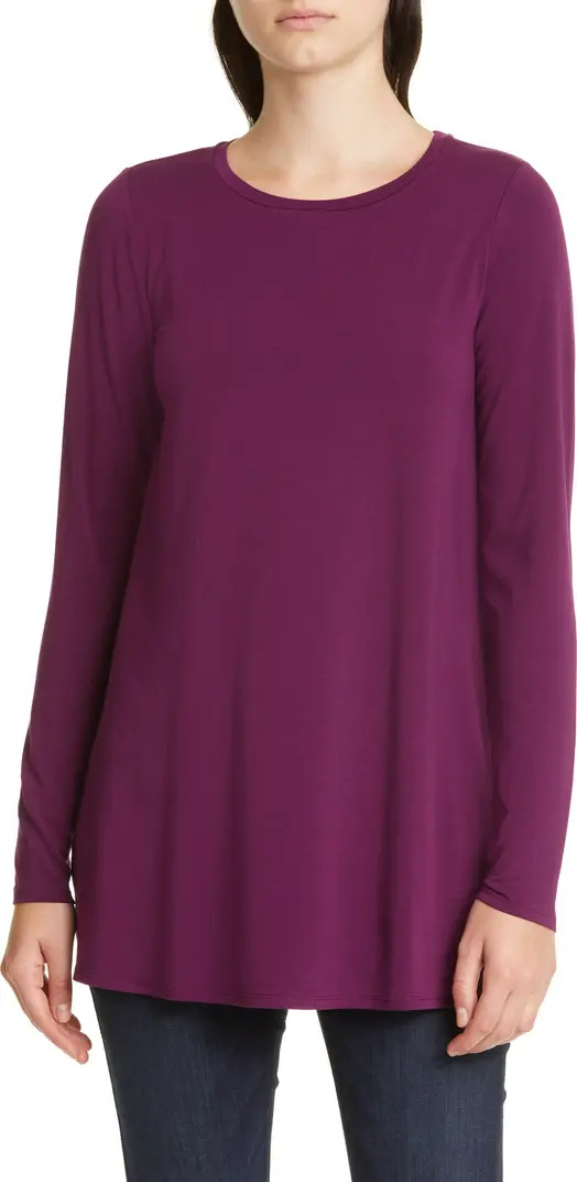 Eileen Fisher Crewneck Long Sleeve Tunic Top | Nordstrom | Nordstrom