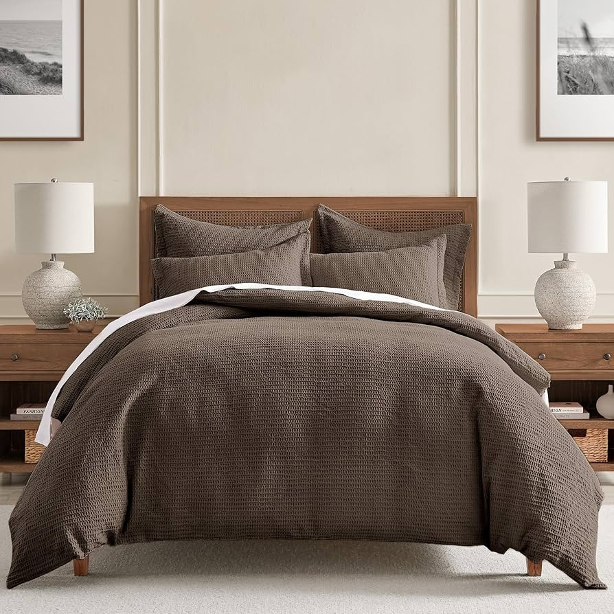 Levtex Home Cloud Waffle King Duvet Cover Set (106x94in) with 2 Pillow Shams (36x20in) - Solid Wa... | Amazon (US)