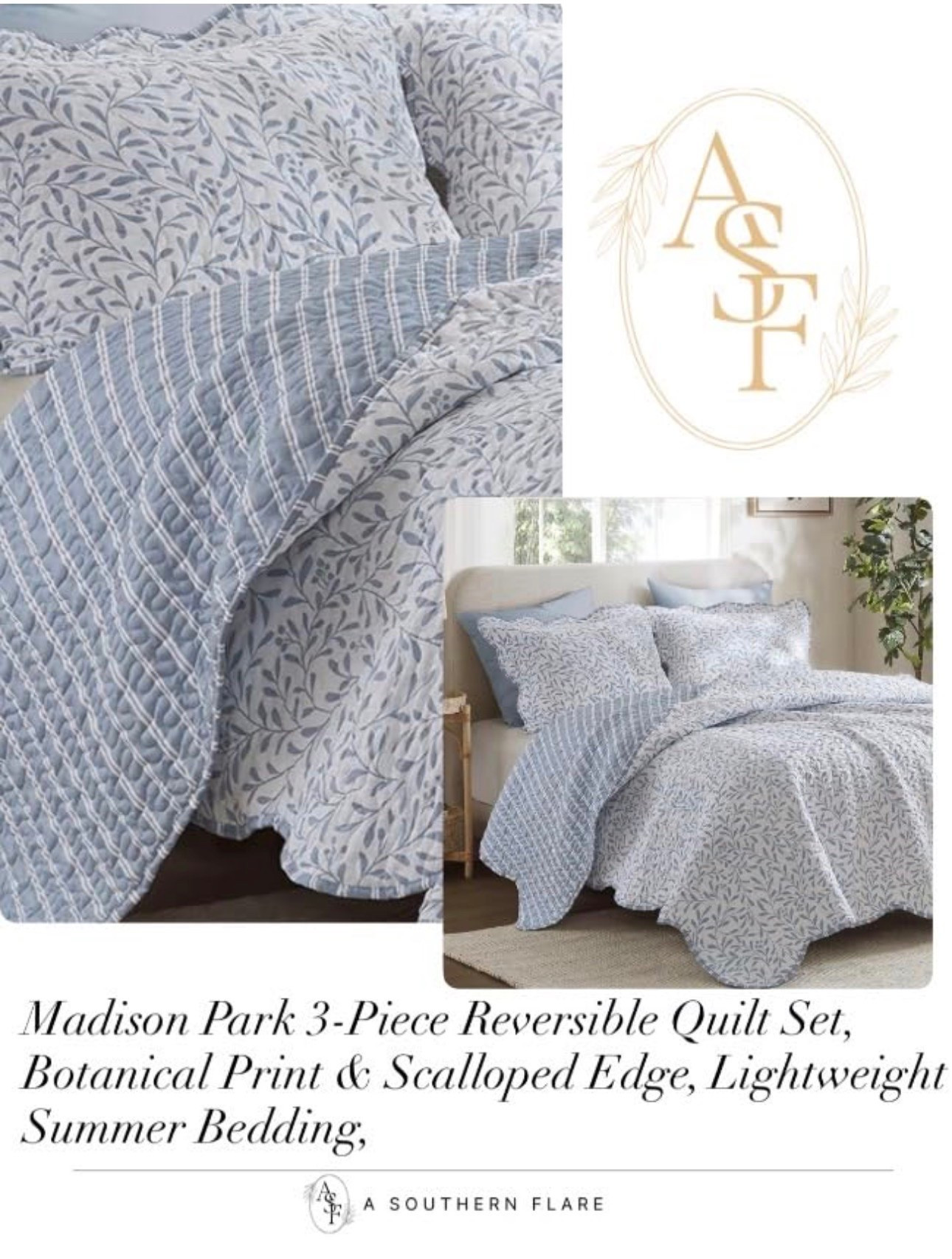 Madison Park 3-Piece Reversible Quilt Set, Botanical Print & Scalloped Edge, Lightweight
Summer Bedding

#LTKHome