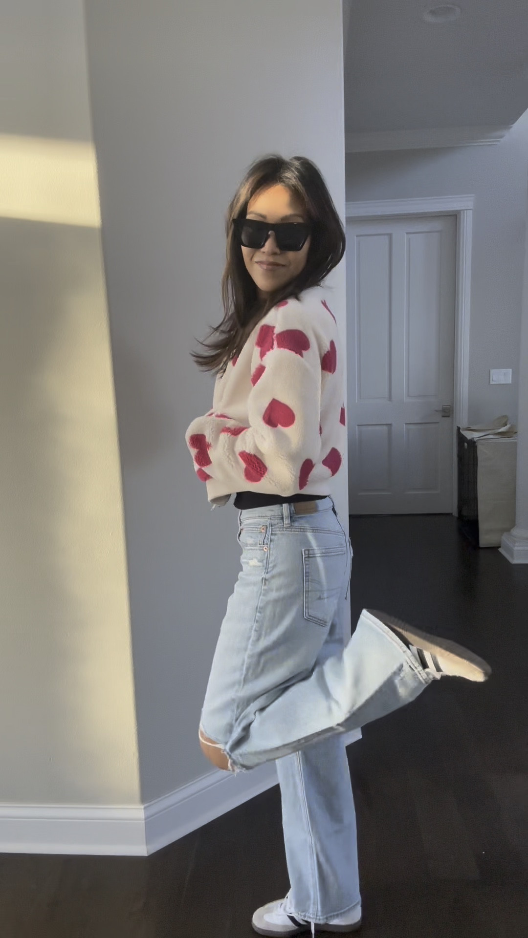 Cute and casual valentines outfit ❤️ for sizing references: I’m 5’7 with a long torso- jeans are true to size and I’m wearing a size 4 (usually wear sizes 2-4 or 26-27), and I sized up in the jacket to a medium although I think I would’ve been fine in a small. #valentinesoutfit #walmartfinds #walmartfashion #ae

#LTKSeasonal #LTKSaleAlert #LTKFindsUnder50