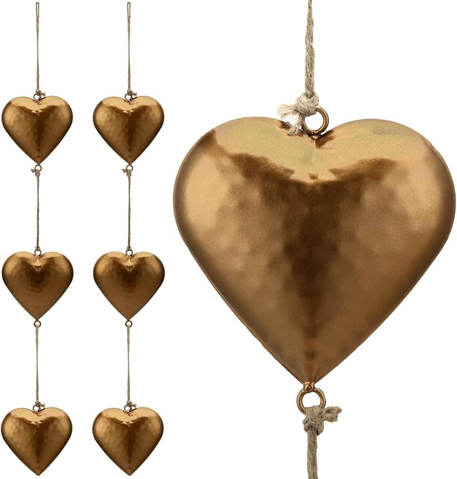 Quelay 2 Pieces Vintage Metal Heart Wall Decor 27 Inch 3D Sign Hanging Love Symbol Farmhouse Rust... | Amazon (US)