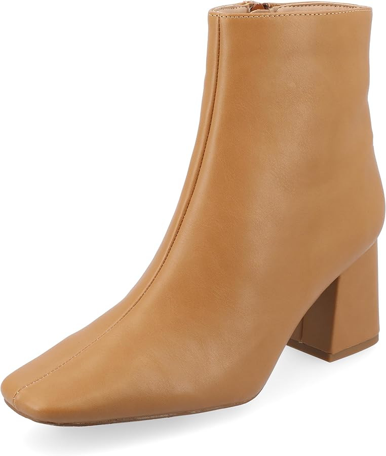 Journee Womens Haylinn Tru Comfort Foam Inside Zip Block Heel Booties | Amazon (US)