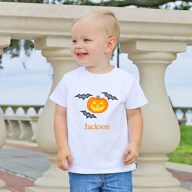 Pumpkin and Bats White Shirt | Classic Whimsy