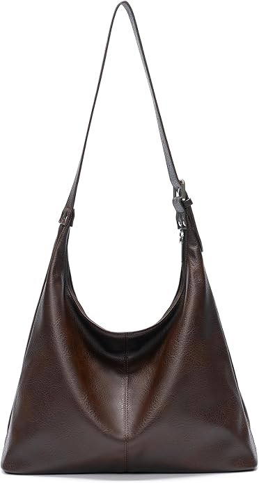 Large Vegan Leather Hobo Bag for Women Slouchy Shoulder Purse Work Handbag | Amazon (US)