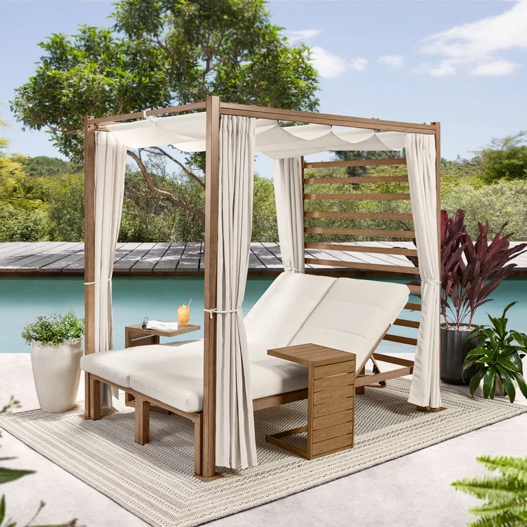 Better Homes & Gardens Marlow Outdoor Pergola with Retractable Creme Curtains | Walmart (US)