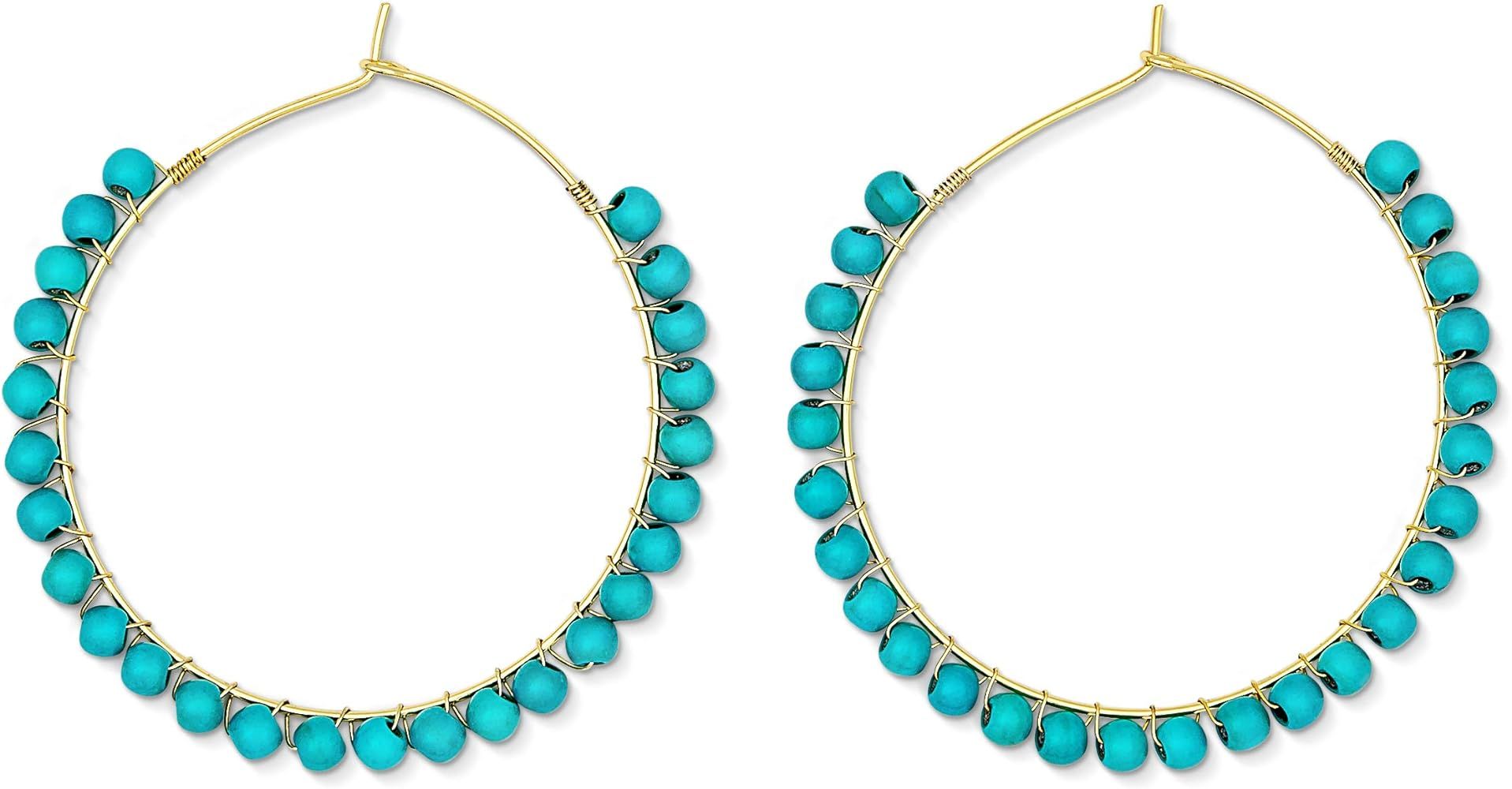 Benevolence LA Beaded Hoop Earrings, Turquoise Earrings for Women, Turquoise Hoop Earrings, Weste... | Amazon (US)