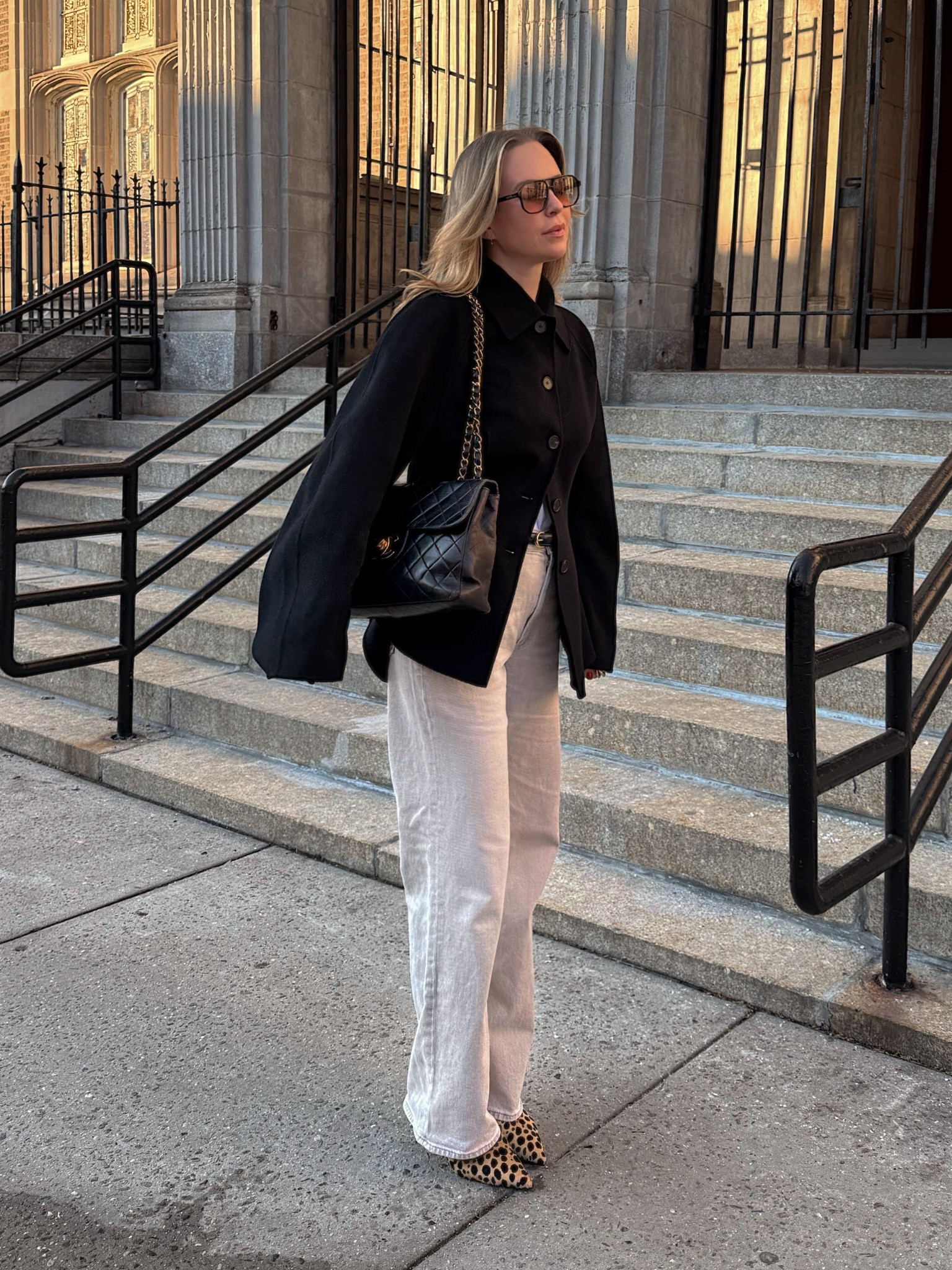 I'm wearing a size 40 in the coat (i sized up 1 size) and i sized up 1/2 a size in the shoes. For heels, they're comfortable!
For the sunglasses, use code HELENA15 for 15% off. 

#LTKOver40