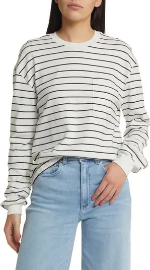 Brixton Carefree Stripe Long Sleeve Organic Cotton Pocket T-Shirt | Nordstrom | Nordstrom